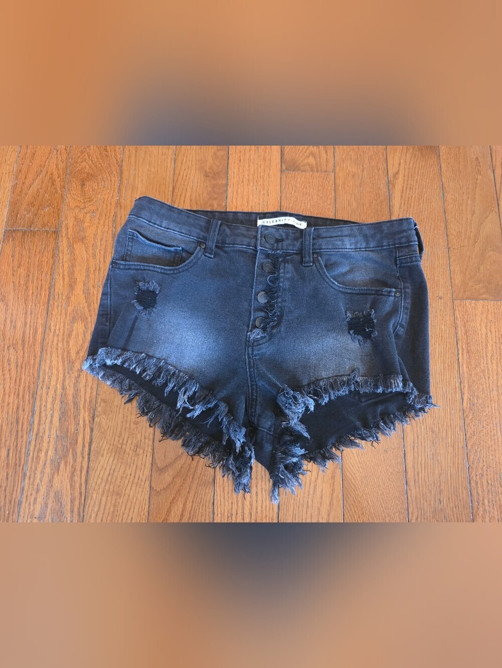Celebrity Pink Distressed Black Denim Cutoff Shorts